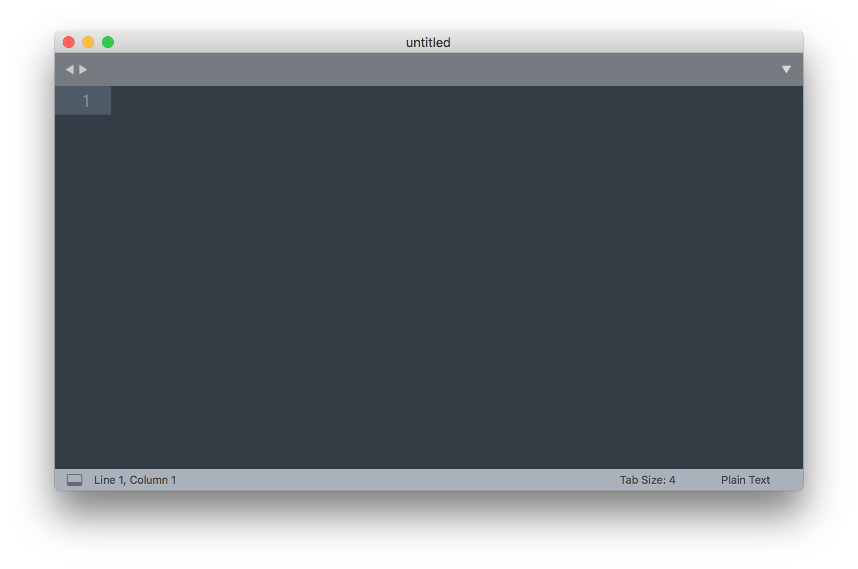 Screenshot eines Sublime-Text-Fensters mit einer leeren Text-Datei